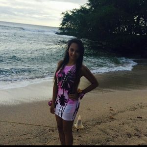 Body pink/white palmtree dress